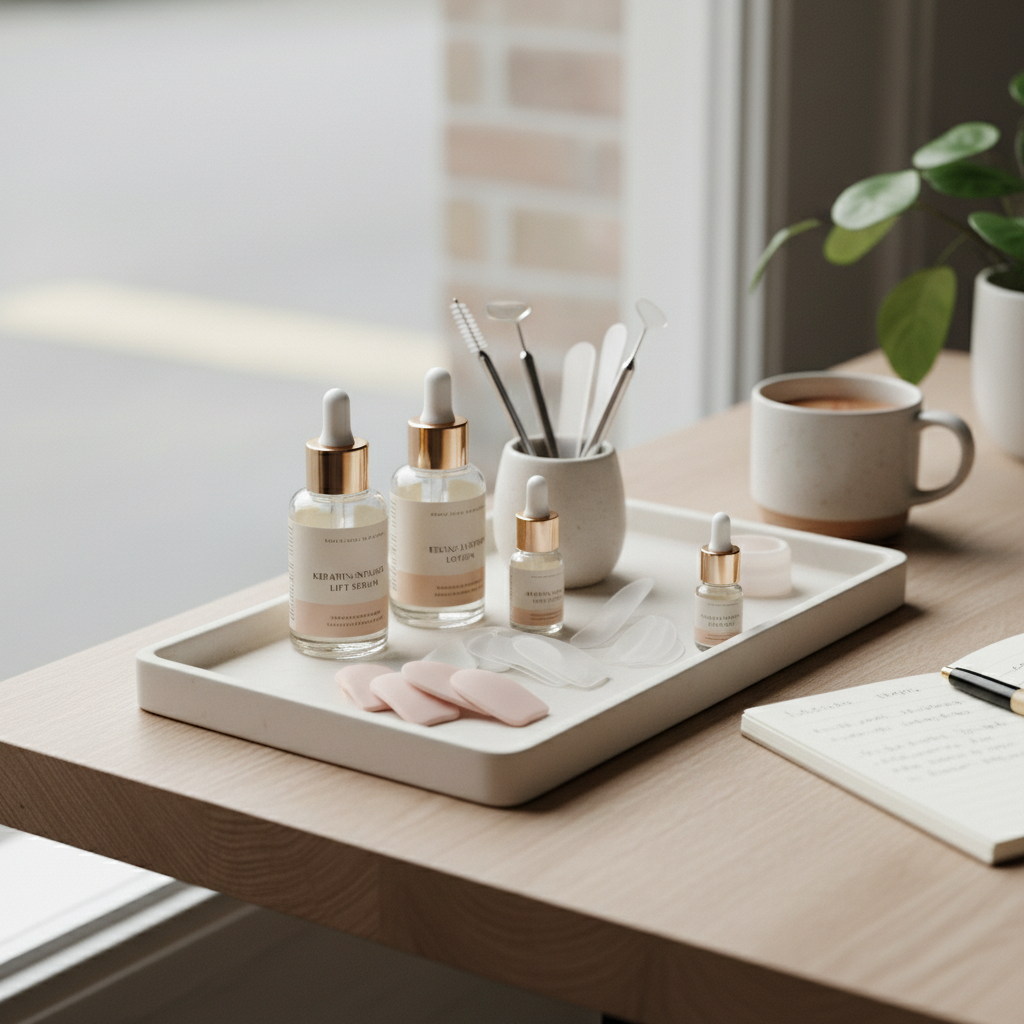 Professional lash perming kit with keratin solutions