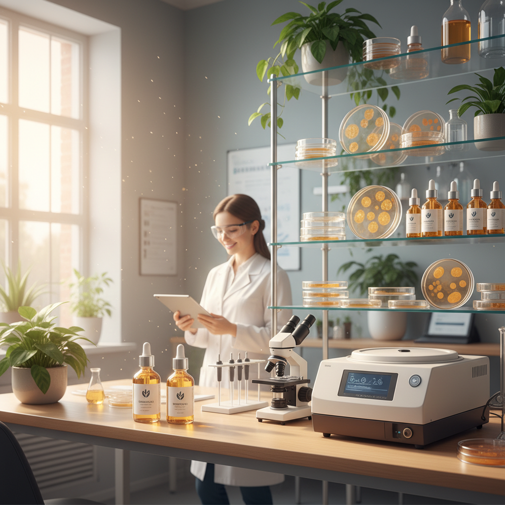 Regenerative biotech skincare lab setting