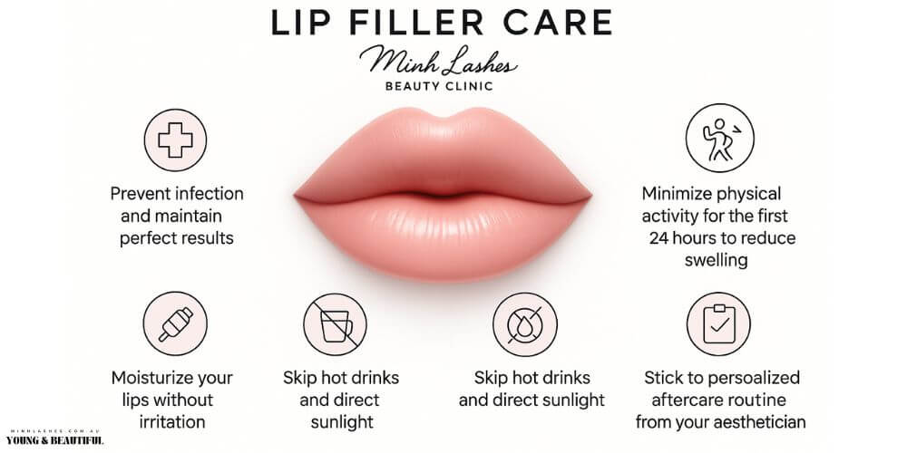 Woman receiving lip fillers aftercare instructions at Minh Lashes Beauty Clinic in Yagoona, Bankstown Sydney