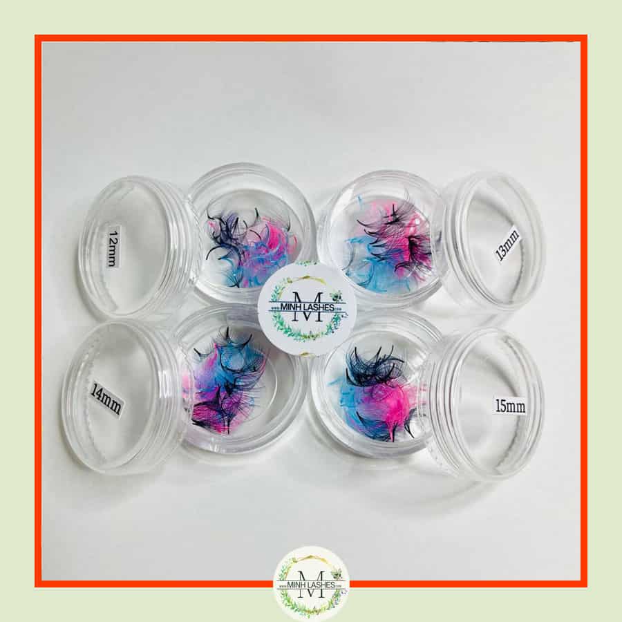 Colour lash trays in various vibrant shades for professional eyelash extensions