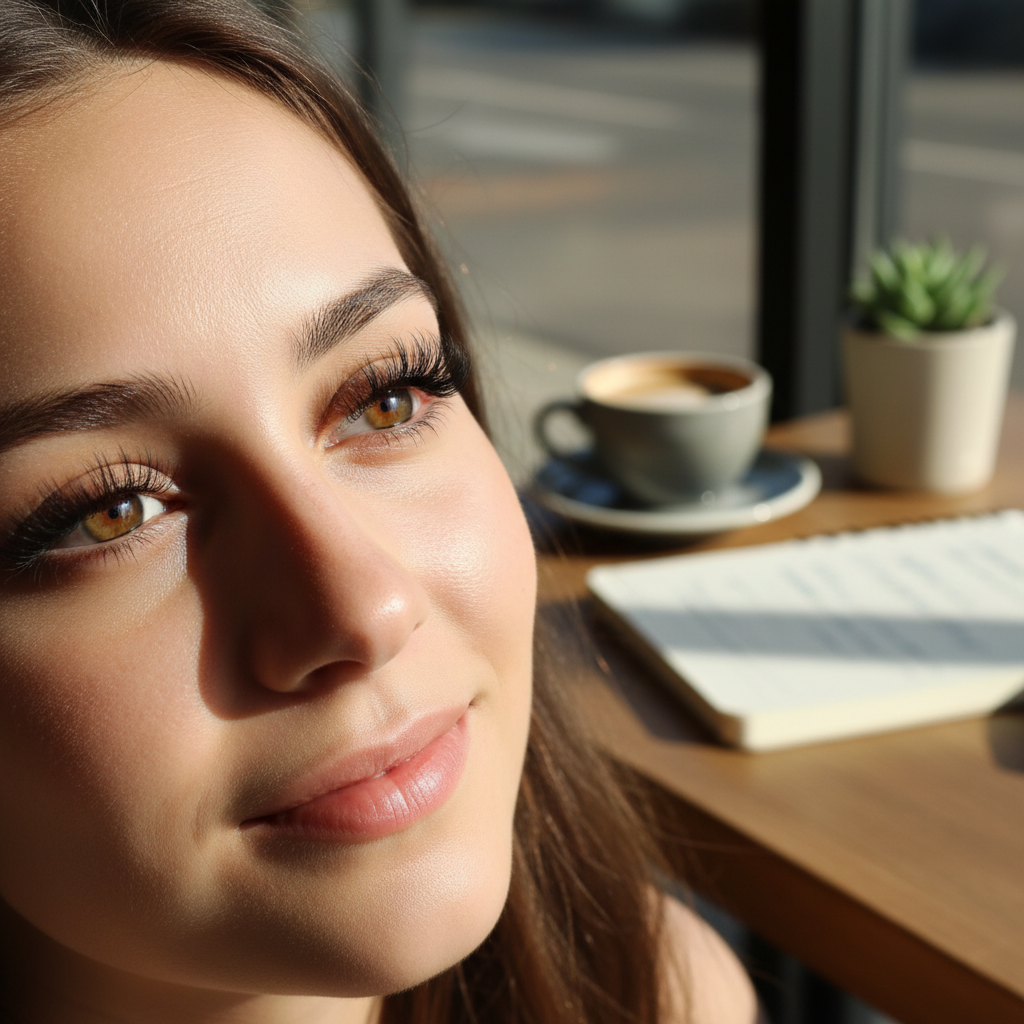 Close-up of fluffy 3D lash extensions