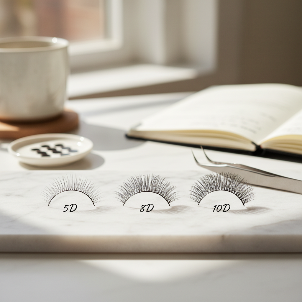 Comparison of 5D, 8D, and 10D lash extension fans