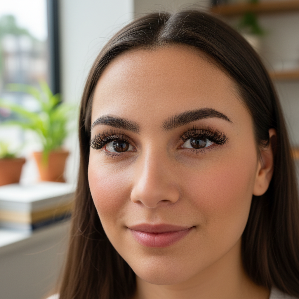 Symmetrical volume lash set on a client