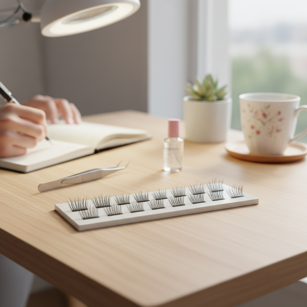 High-quality volume lash fans on a lash tile
