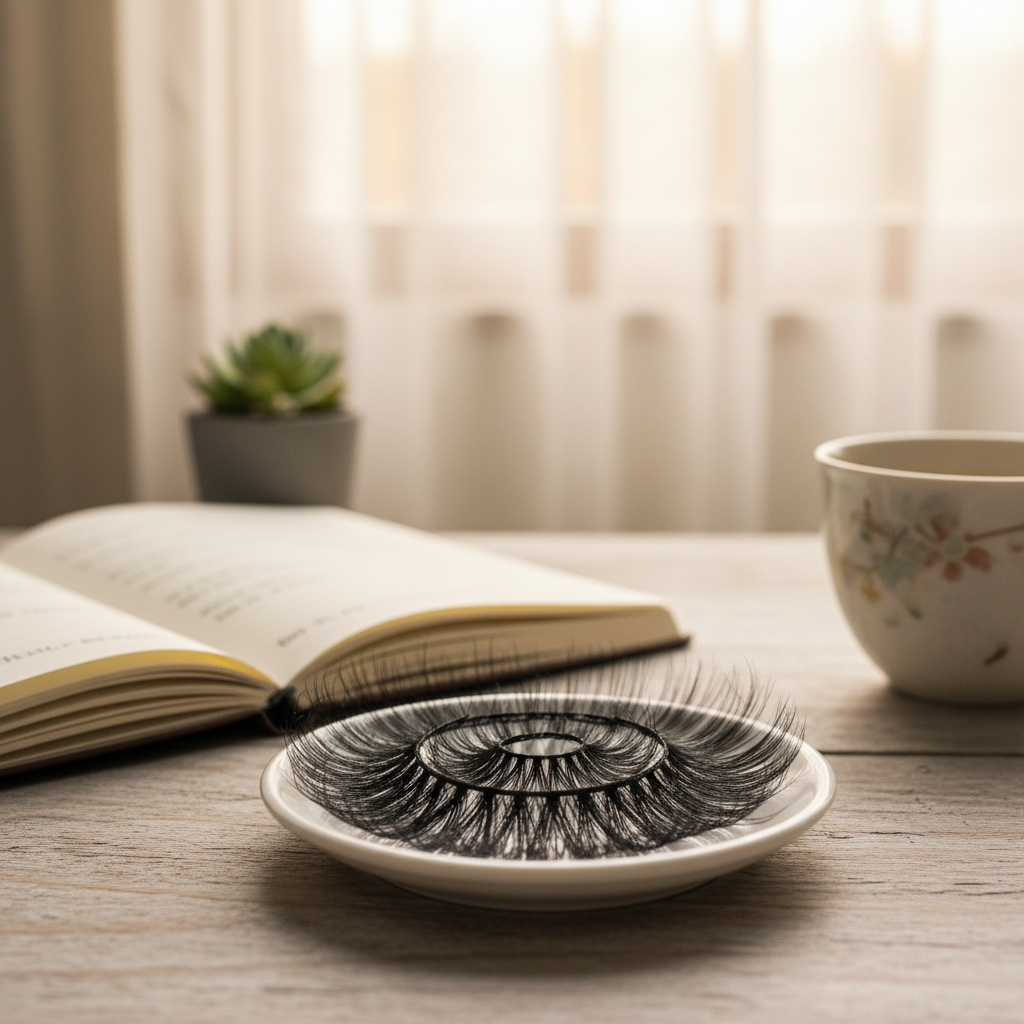 Close-up of matte black 0.03 diameter lash fans