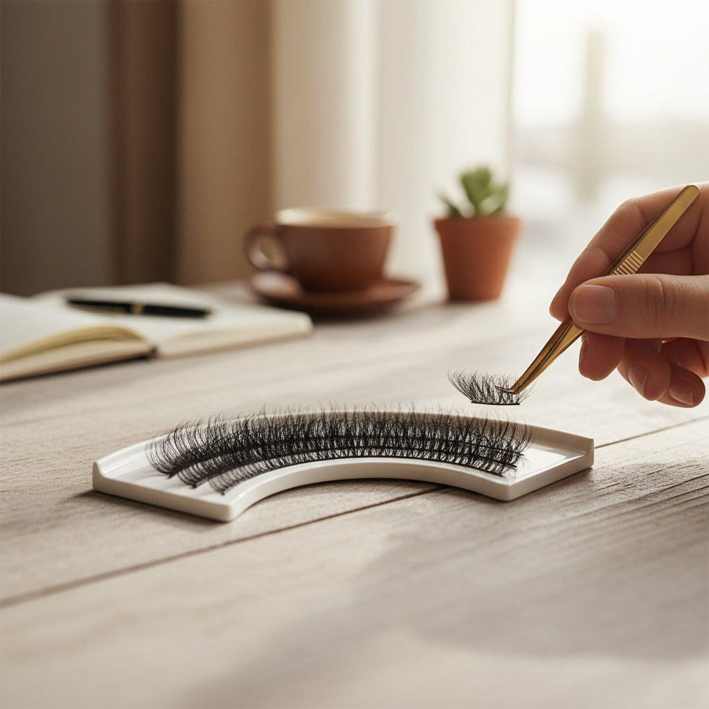 Korean short stem premade lash fans layout
