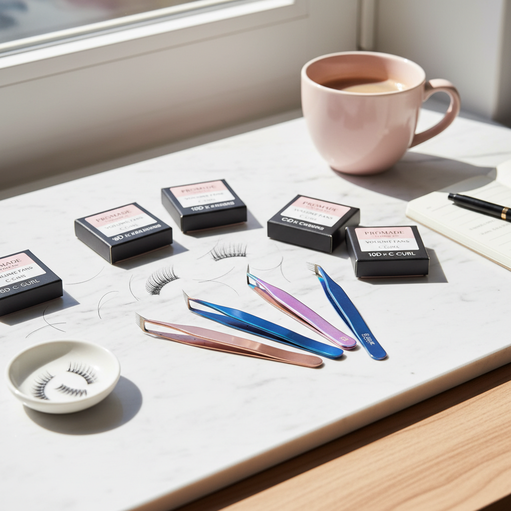 Assorted lash extension brands and tools