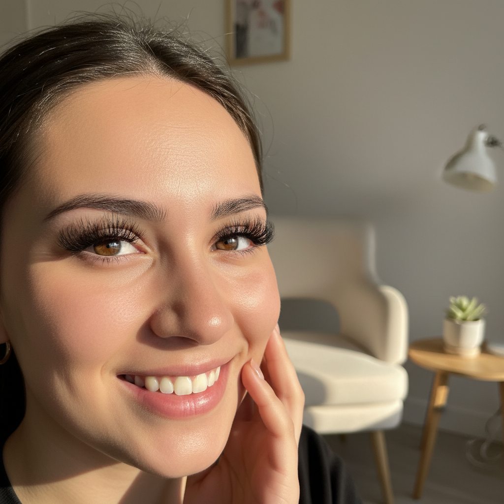 Close-up of wispy lash extensions with defined spikes