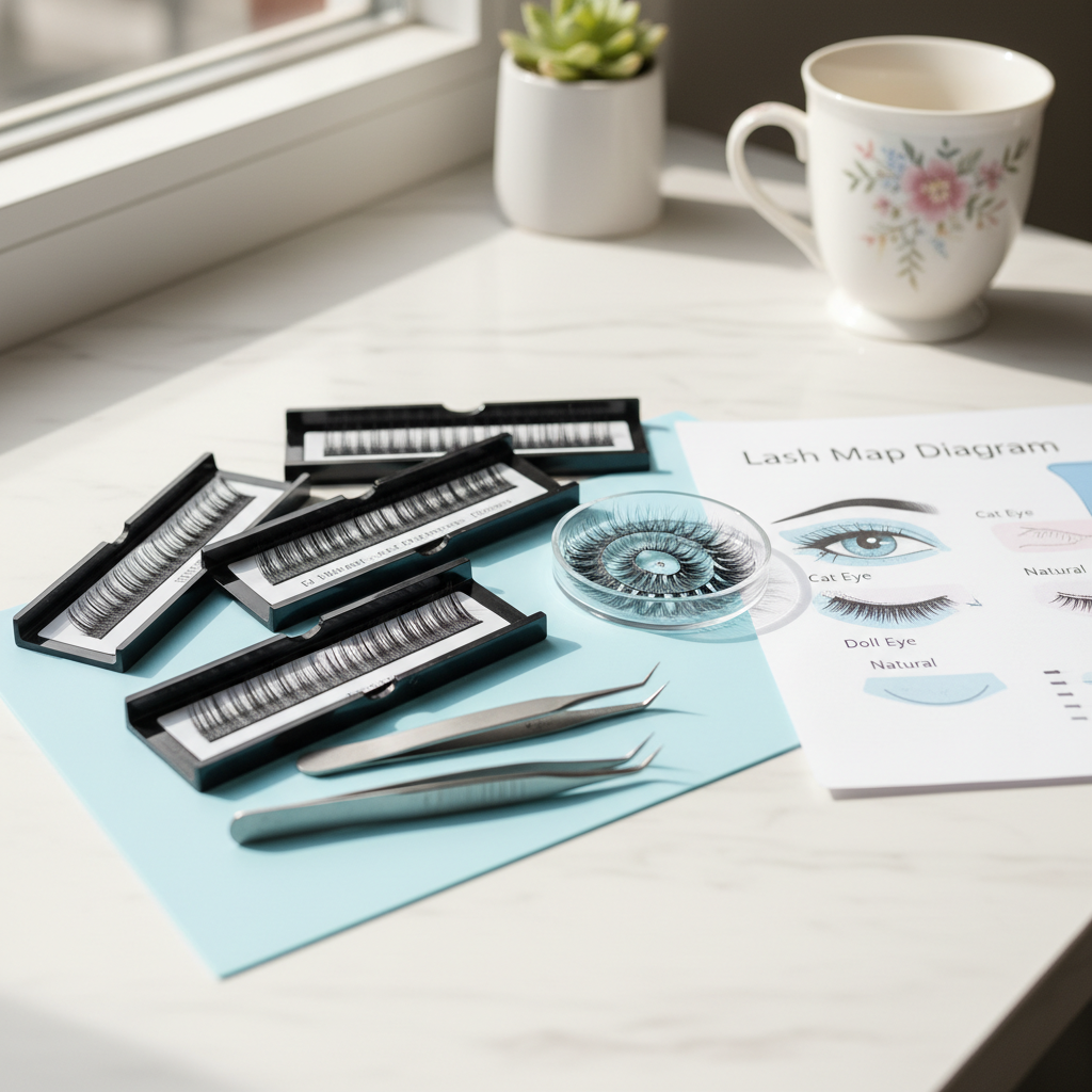 Lash technician mapping for a textured hybrid set