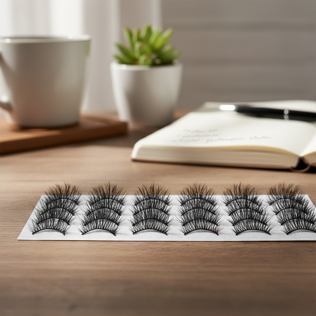Macro shot of fluffy 5D and 10D premade volume lash fans