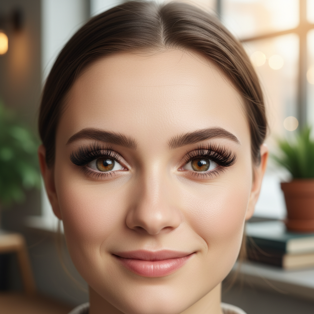 Full set of fluffy volume lash extensions