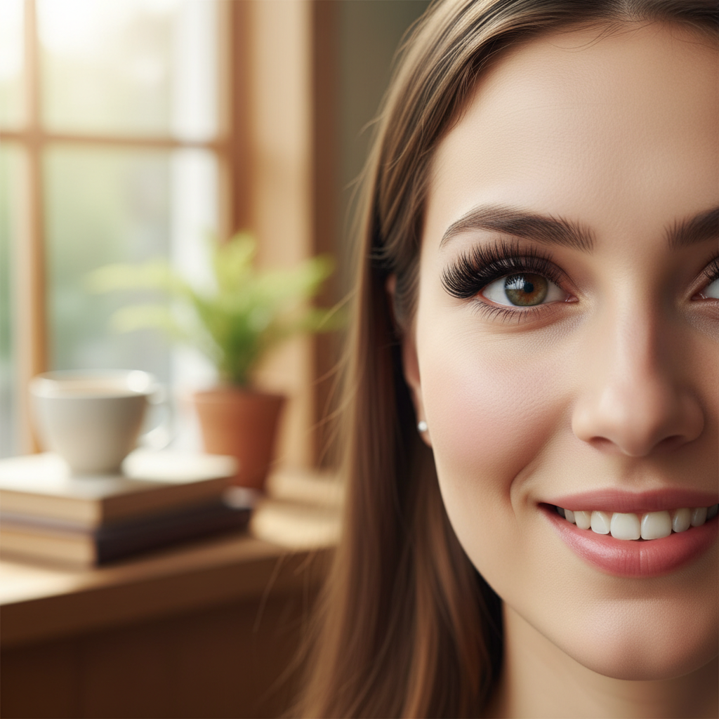 Woman with fluffy matte volume lashes