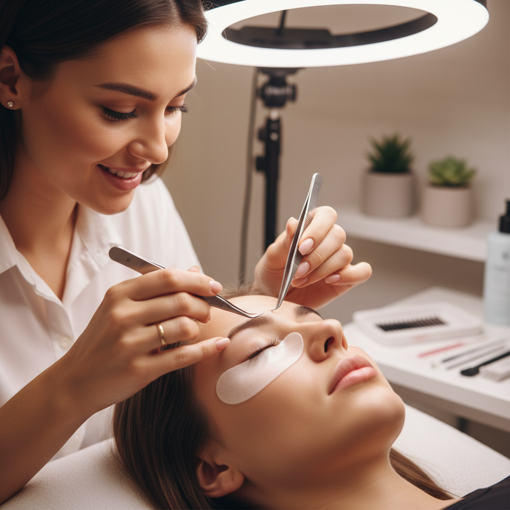 Close up of lash isolation technique