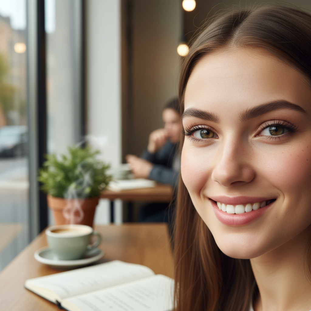 Woman with natural volume eyelash extensions