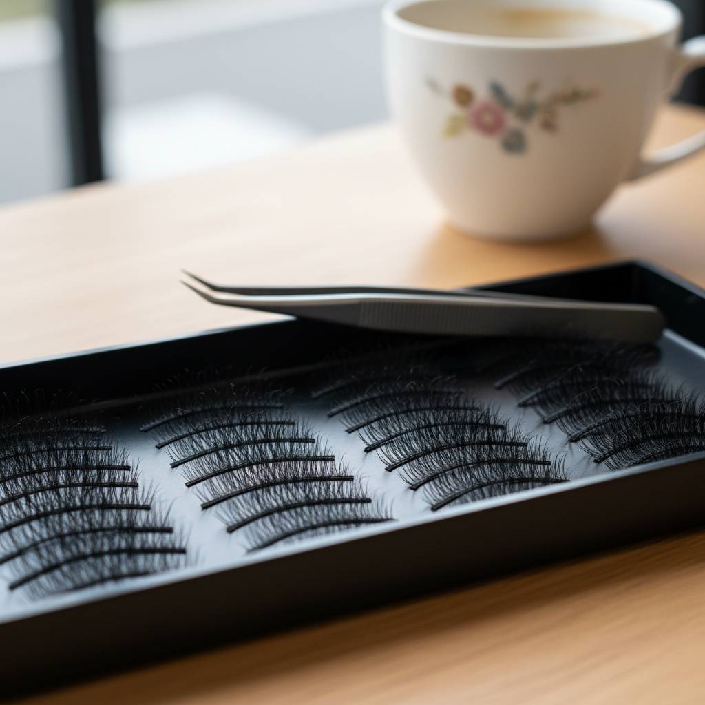 Professional lash trays with promade fans