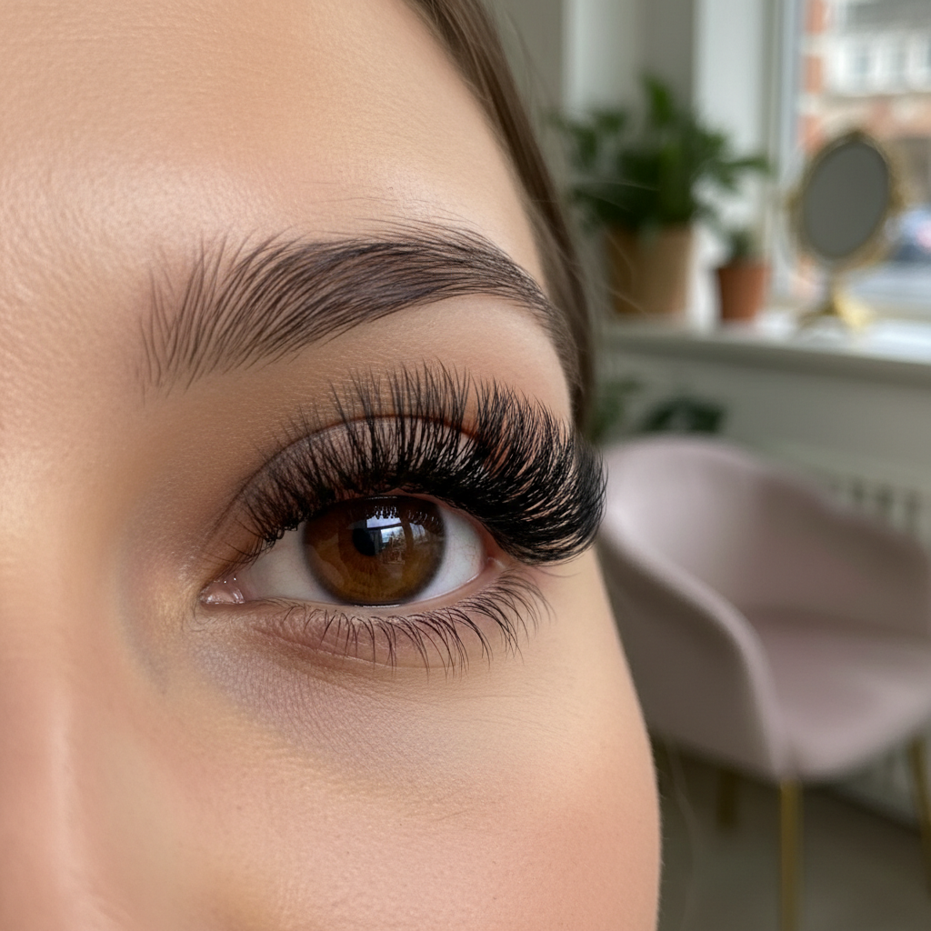 Dramatic lash extensions with an eyeliner effect