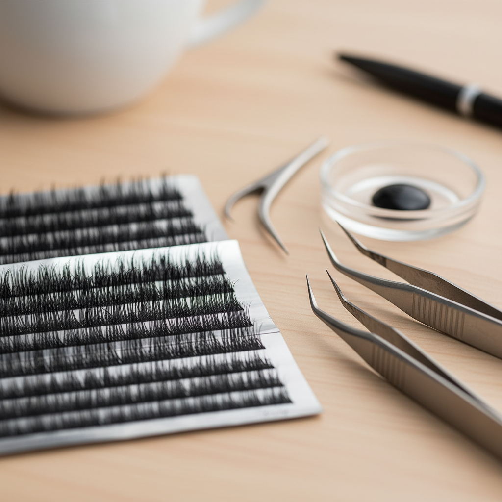 Macro view of foil-backed lash strips