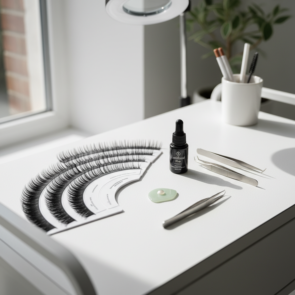 Organized eyelash extension workstation