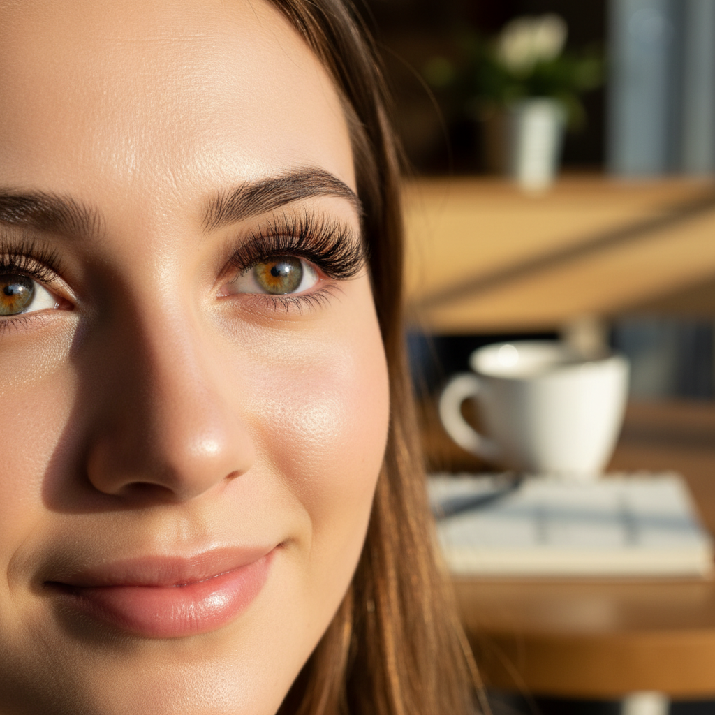 Model showing finished textured lash set