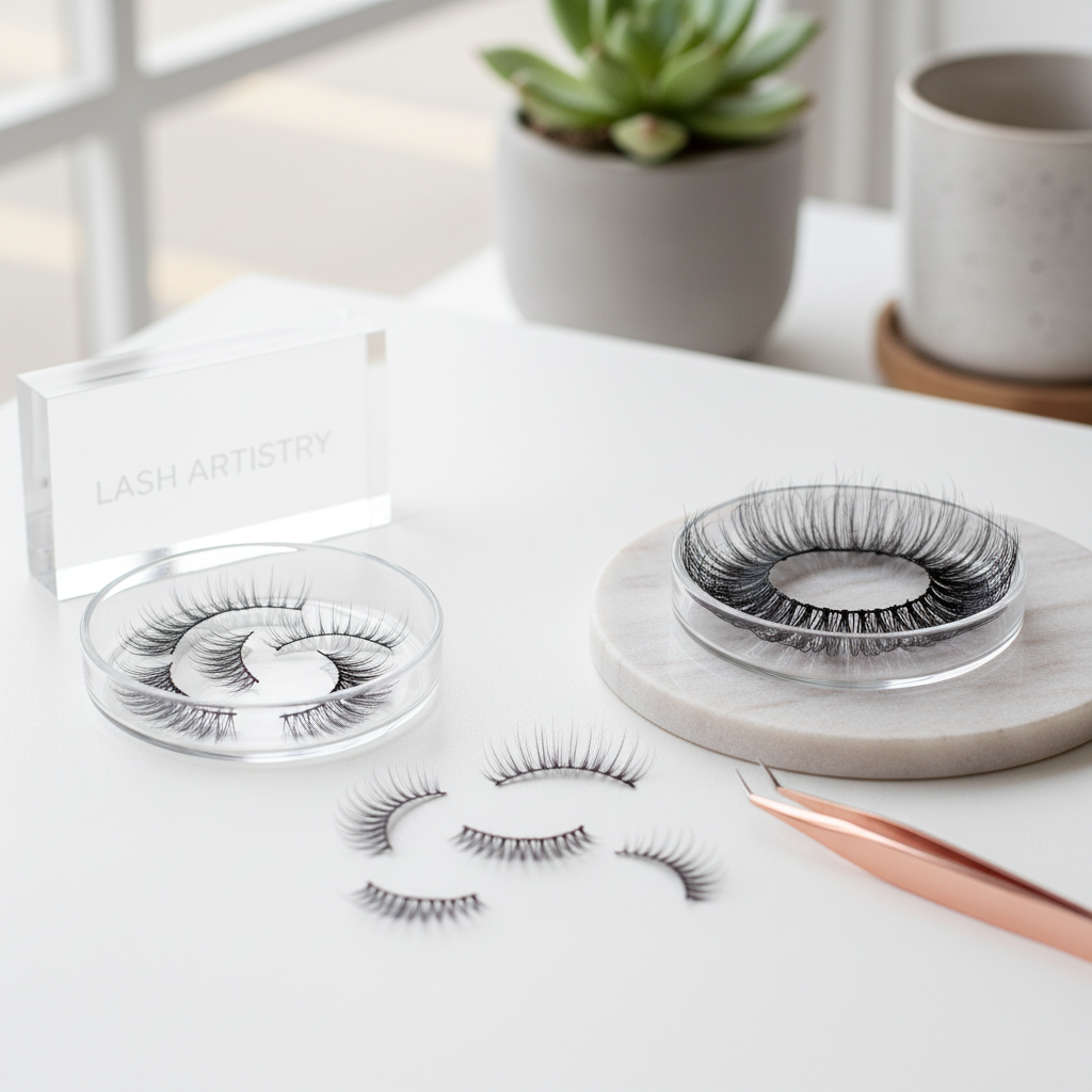 High-quality 3D and 8D premade lash fans display