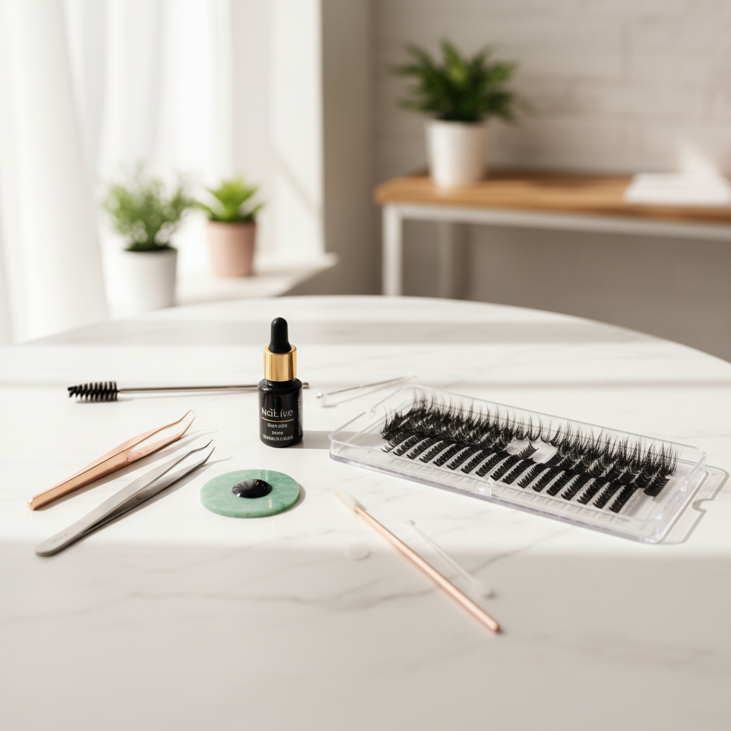 Professional eyelash extension tools and premade lash fans